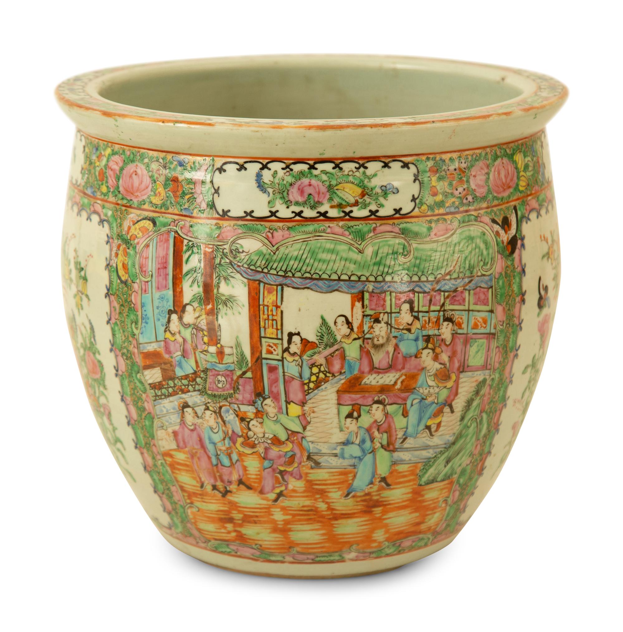 A Chinese Rose Medallion Porcelain Jardiniere
