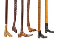A Group of Folk Art Carved Shoe-Form Canes