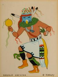 Harrison Begay 6 1/4 x 5 inches — (Dine, 1914-2012)