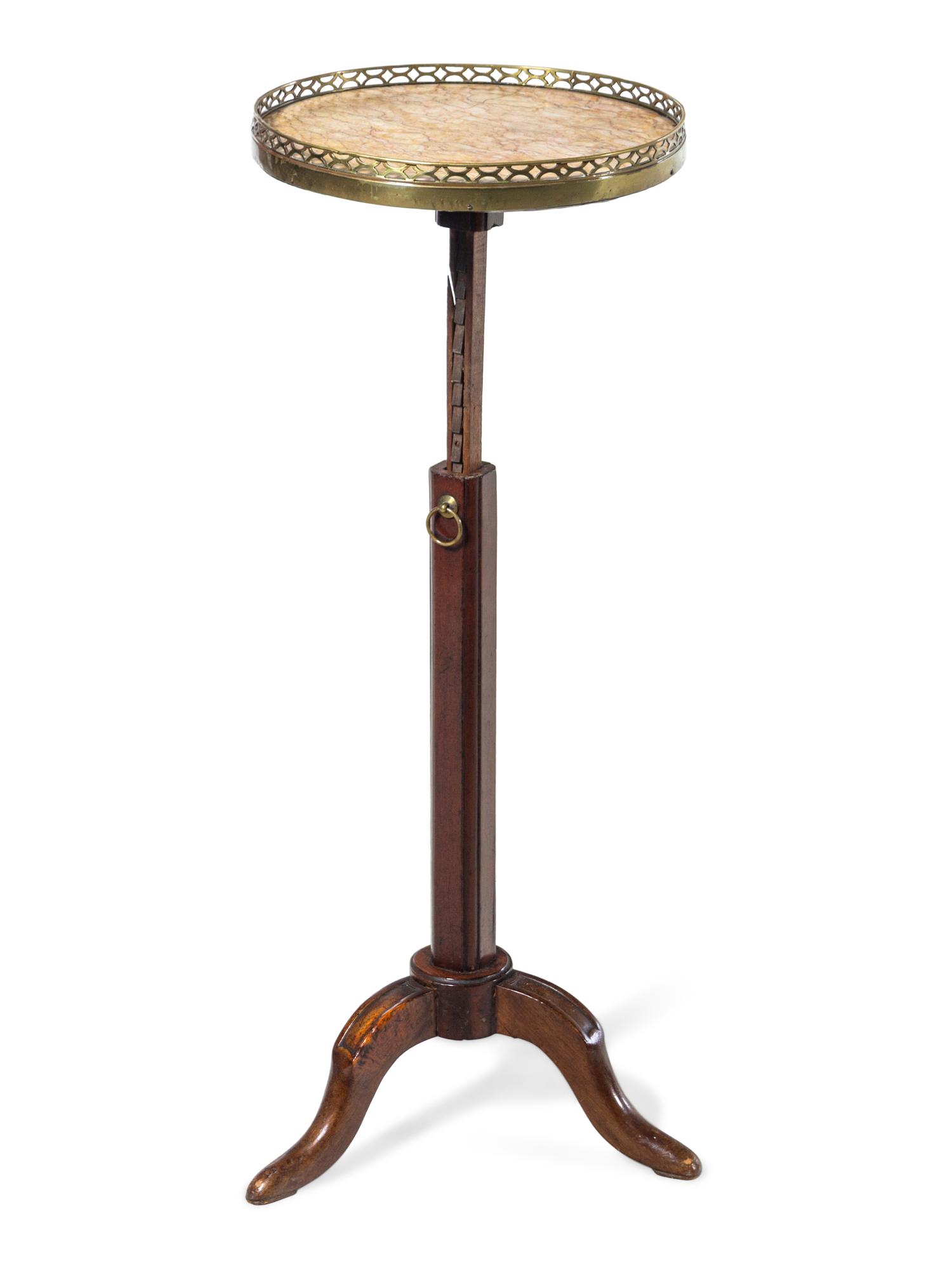 A Louis XVI Style Mahogany Telescopic Marble-Top Side Table
