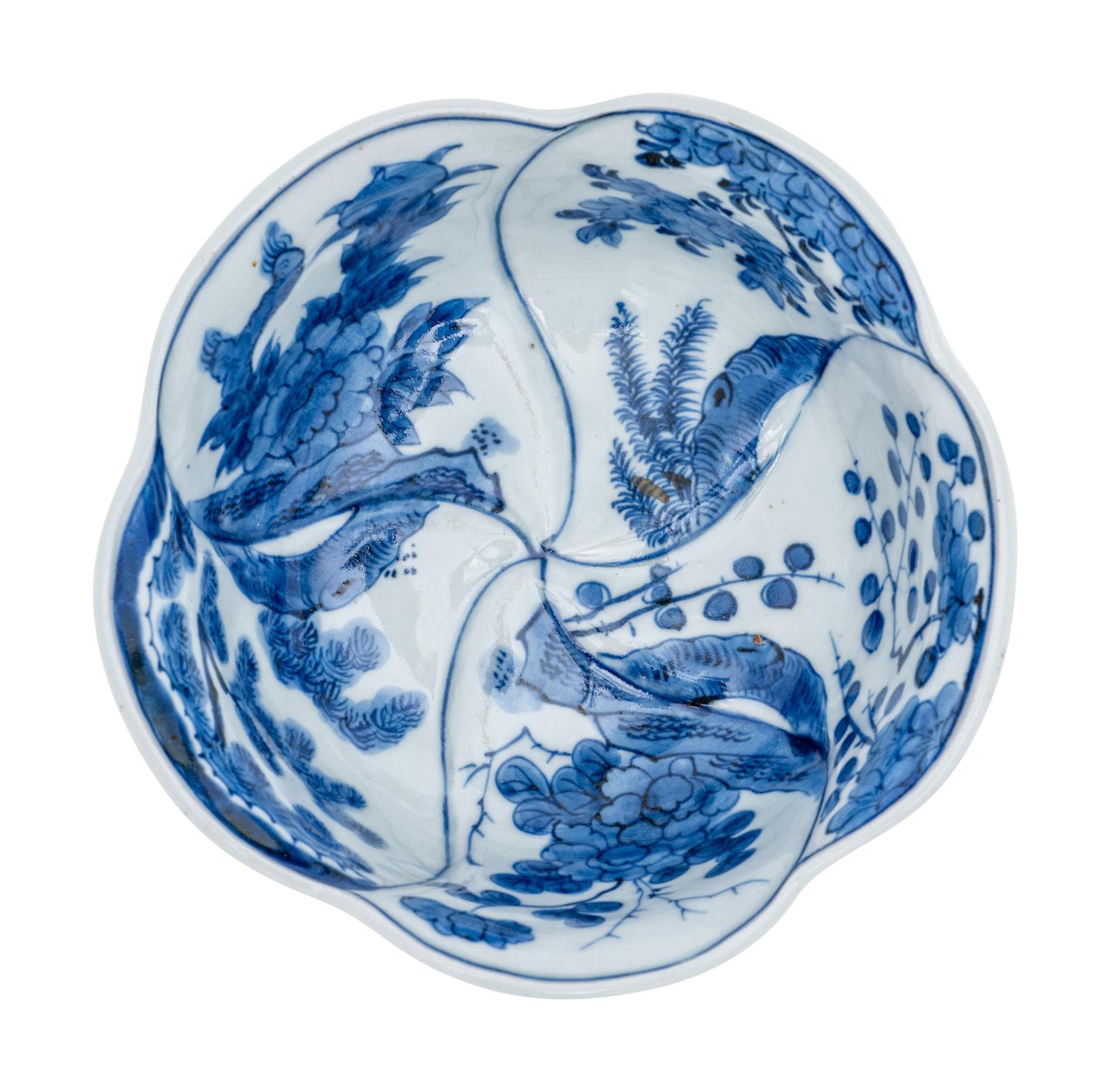 A Group of Six Chinese Blue and White Porcelain Articles