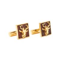BRY PARIS, YELLOW GOLD AND BOG OAK STAG CUFFLINKS