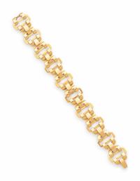 FRENCH, RETRO, BICOLOR GOLD BRACELET