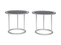 A Pair of Art Deco Style Silver-Painted and Mirrored Side Tables