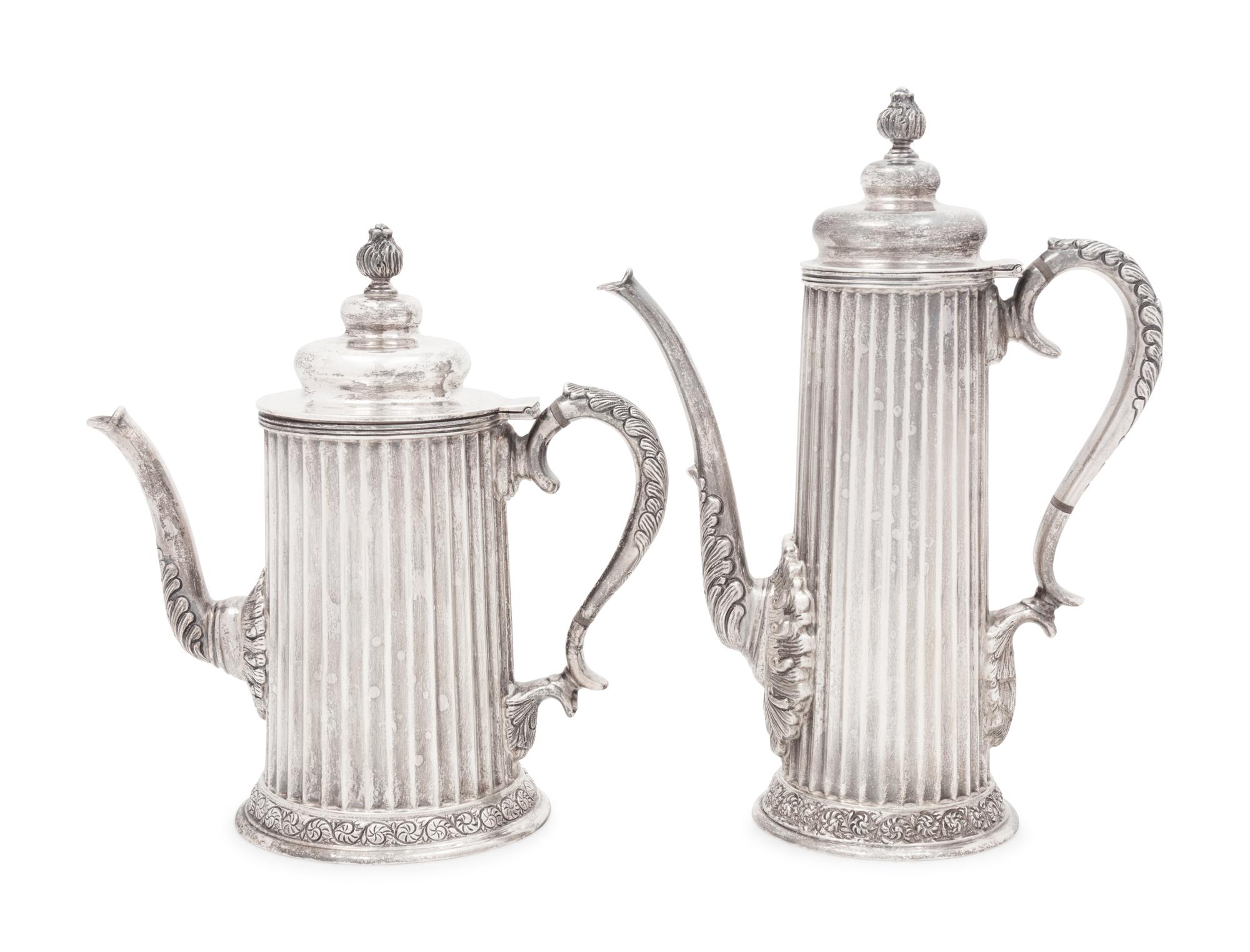 A Mexican Silver Teapot and Coffee Pot