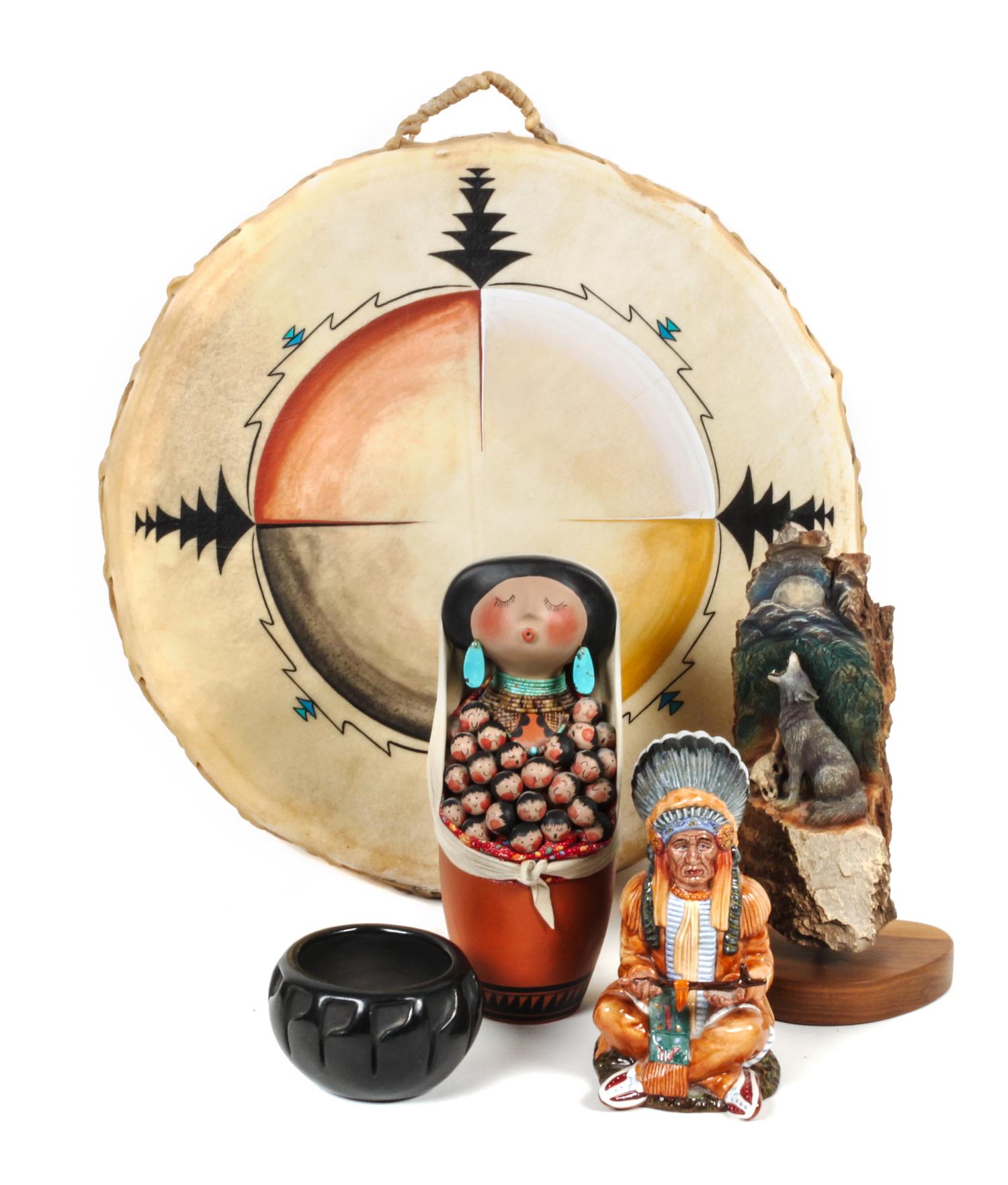 Five Southwestern Style Items Diameter of the first 17 1/2 inches.