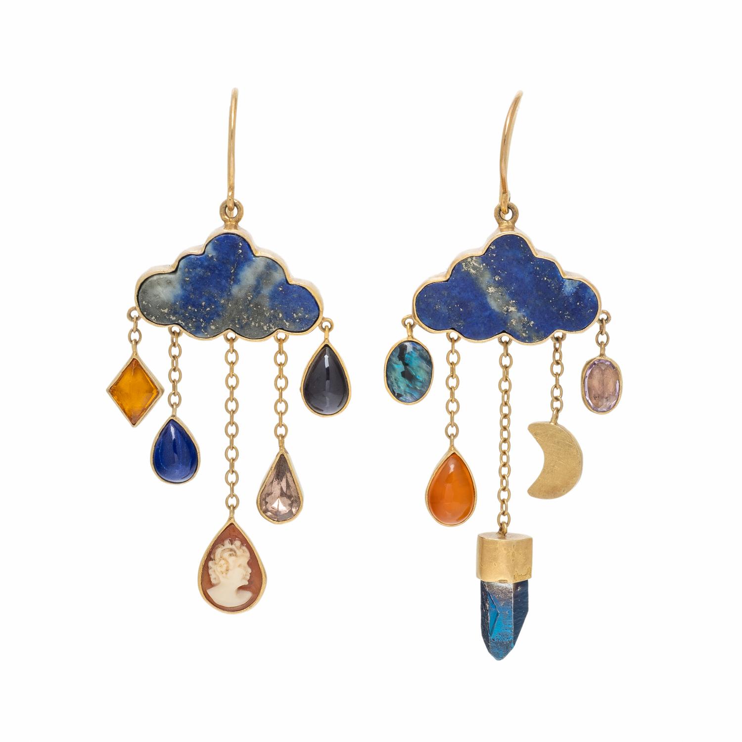 GRAINNE MORTON, LAPIS LAZULI AND MULTIGEM 'CLOUD AND RAIN' EARRINGS