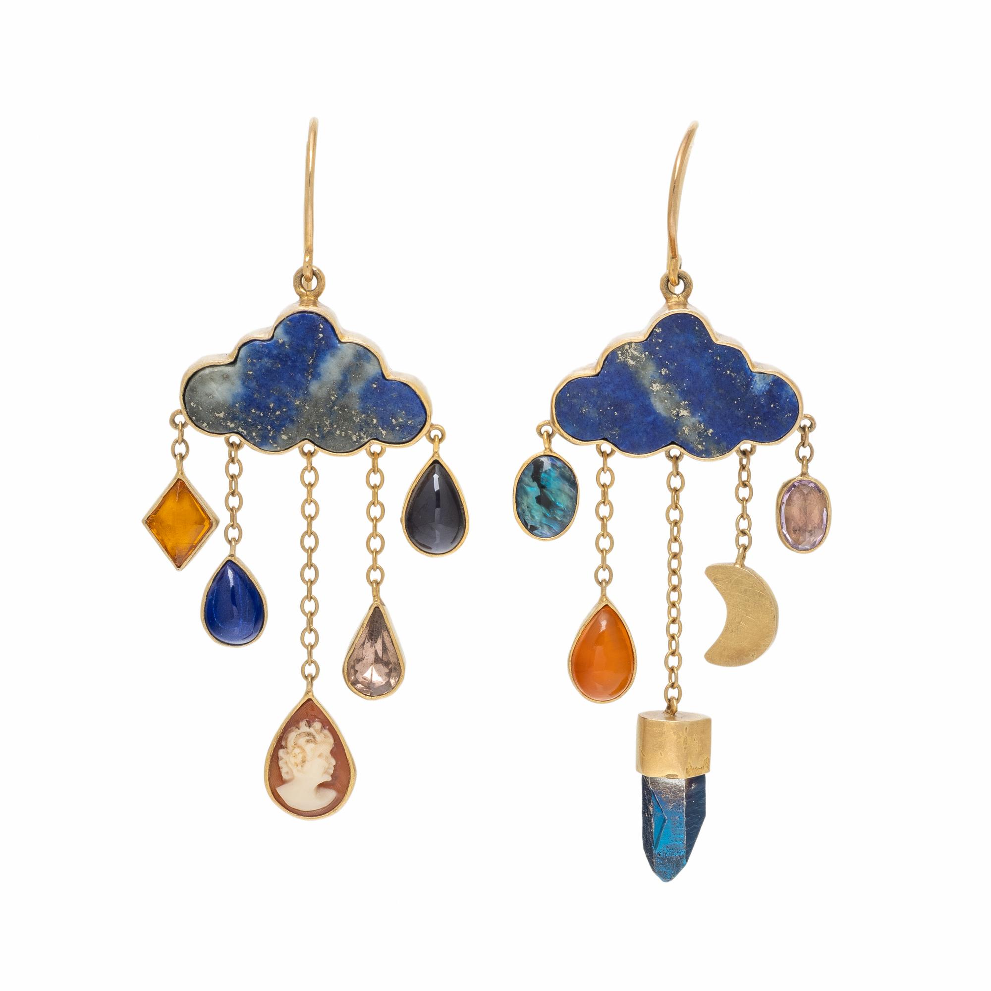 GRAINNE MORTON, LAPIS LAZULI AND MULTIGEM 'CLOUD AND RAIN' EARRINGS