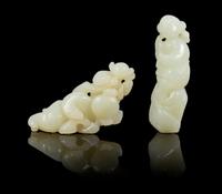 Two Celadon Jade Toggles Length of longer 2 3/4 inches.