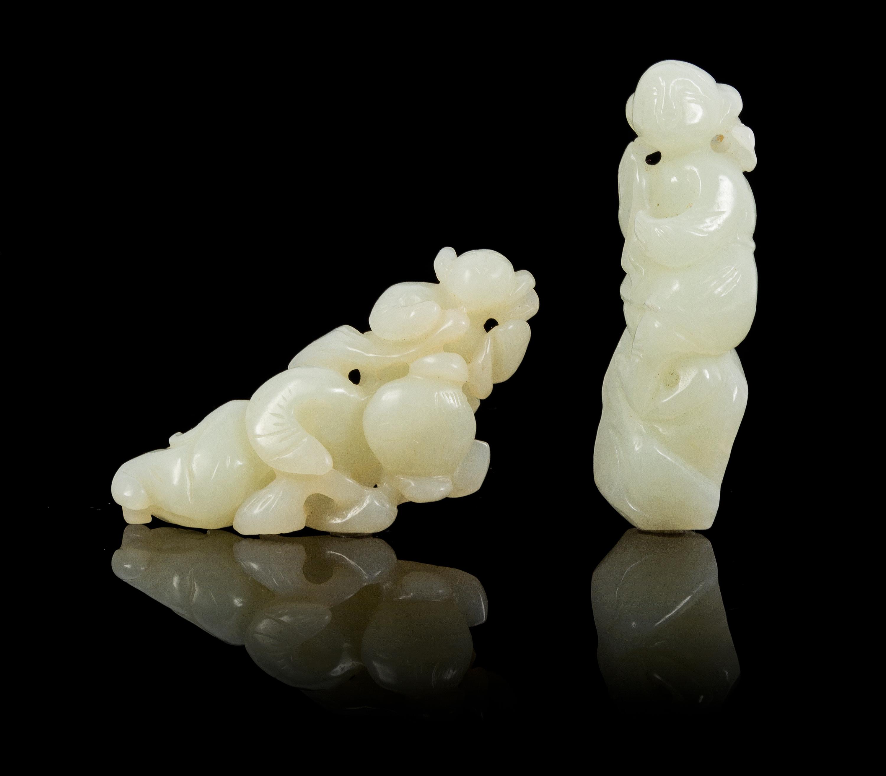 Two Celadon Jade Toggles Length of longer 2 3/4 inches.