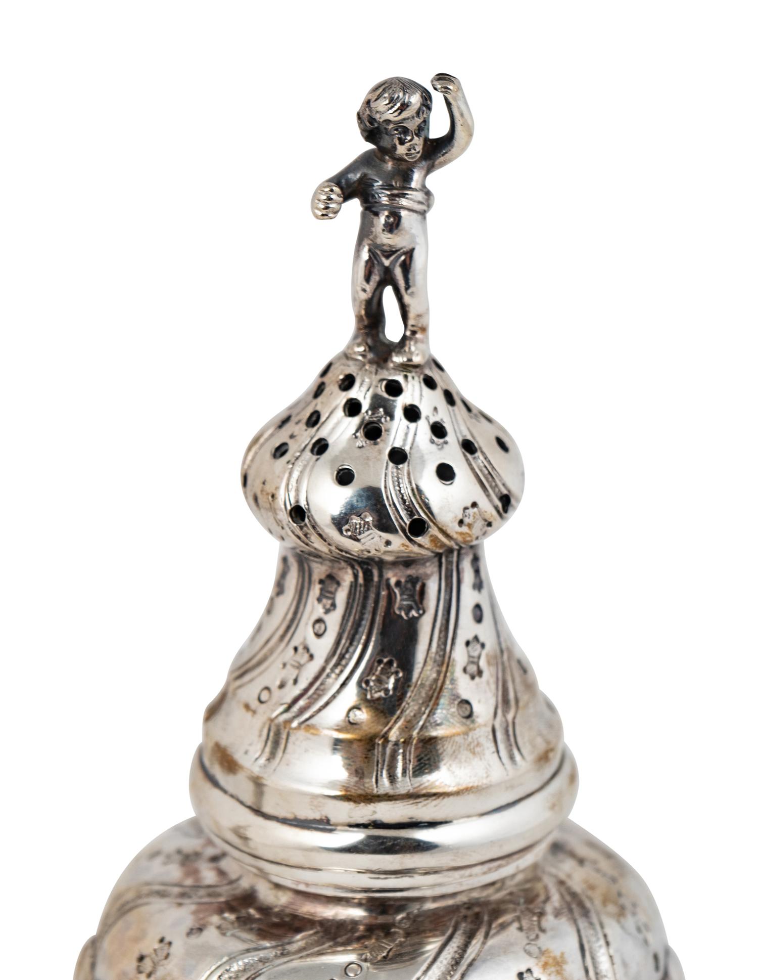 A Pair of German .800 Silver Muffineers — Unkown Maker, Late 19th Century