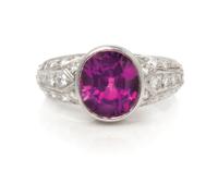 A Platinum, Pink Sapphire and Diamond Ring, 6.70 dwts.