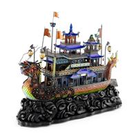 A Chinese Silver, Enamel and Hardstone Mounted Model of a Boat