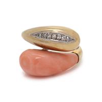 CORAL AND DIAMOND RING
