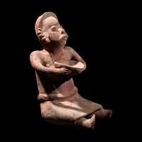 Four Colima Female Figures, Two Akan Wood Spears, and a Wood Comb