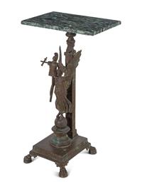 An Etruscan Style Bronze and Marble-Top Pedestal Table in the Manner of Chiurazzi