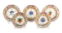 A Collection of Twenty-Seven Capo-di-Monte Porcelain Armorial Plates Diameter of first 10 1/2 inches. — 19TH CENTURY