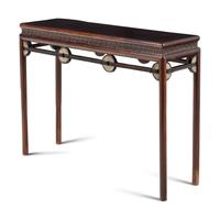 A Chinese Jade Bi Disc Mounted Hardwood Altar Table, Tiao'an, 20th Century 近代 硬木嵌玉璧小條案