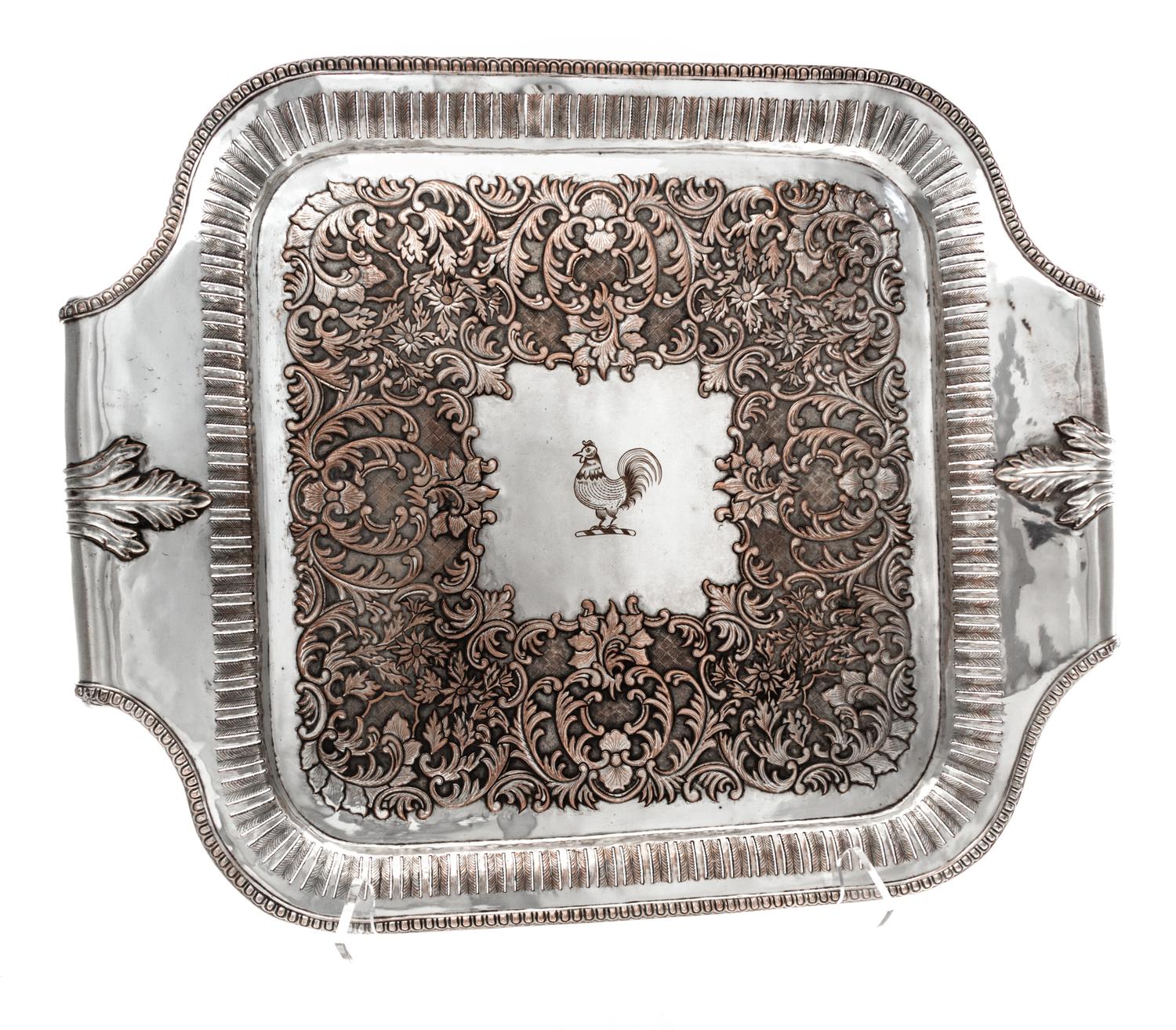 A Collection of Silver-Plate Serving Articles, 20th Century, comprising three trays, two covered sauce tureens and a covered entree.
