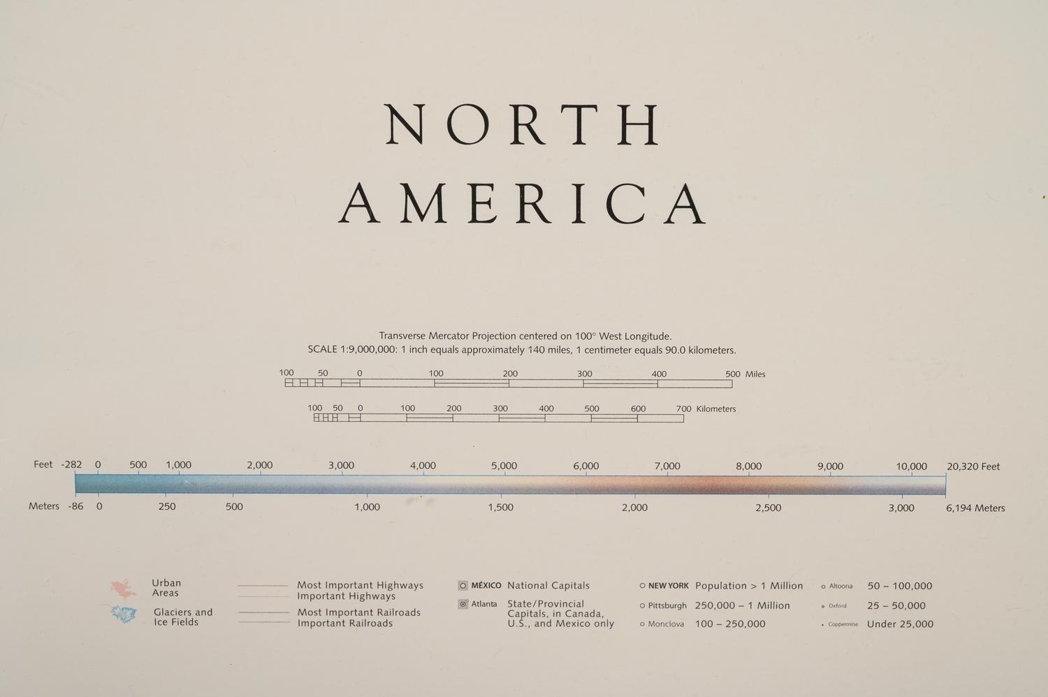 A Contemporary Map of North America. Matted and framed.