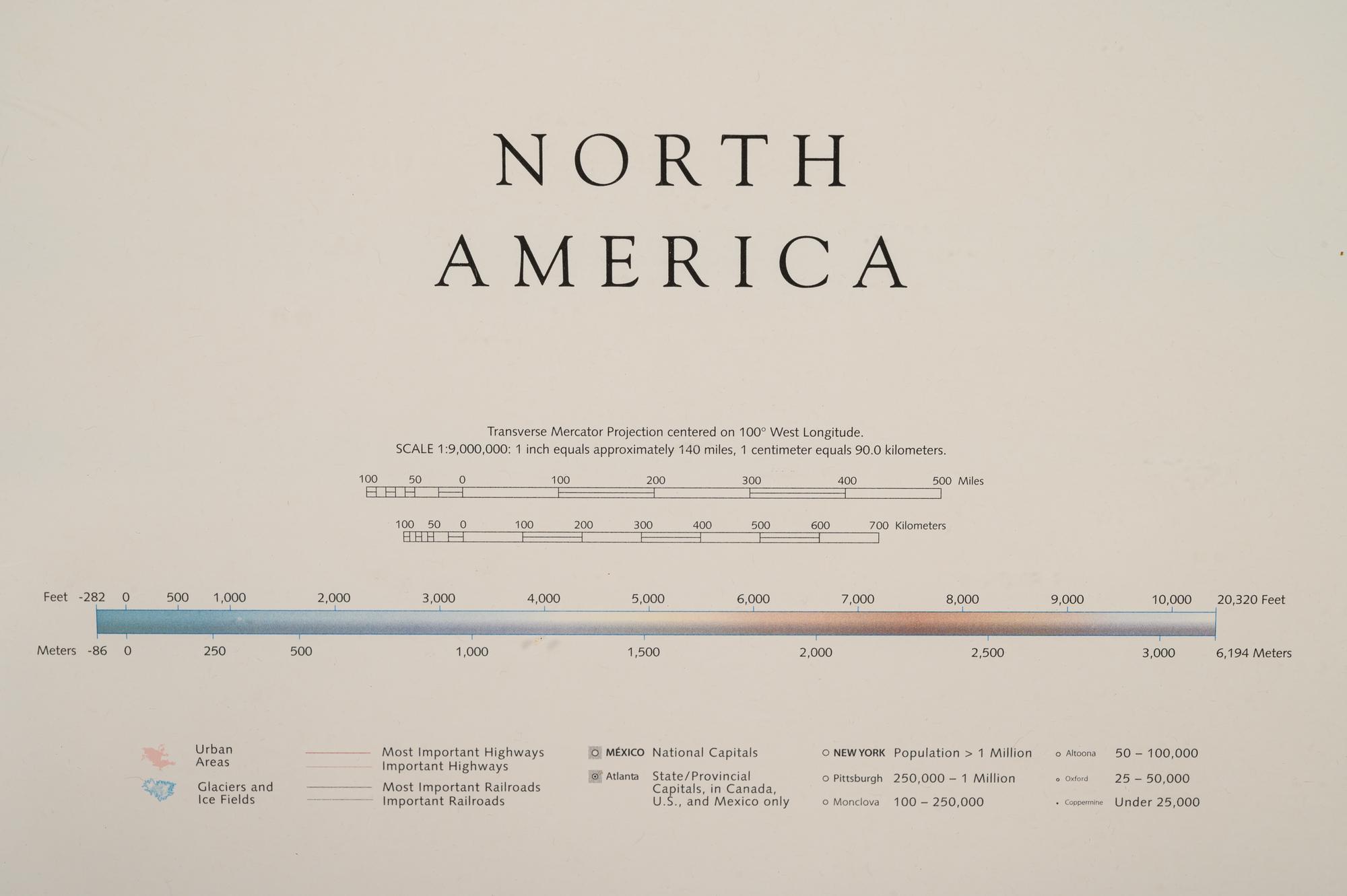 A Contemporary Map of North America. Matted and framed.