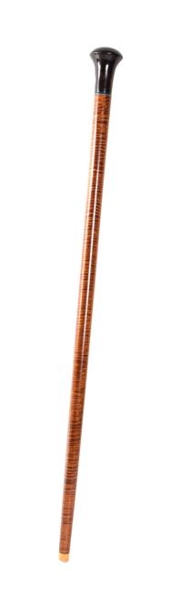 A Contemporary Carved Wood Walking Stick, Length of handle 3 x length overall 35 1/4 inches.