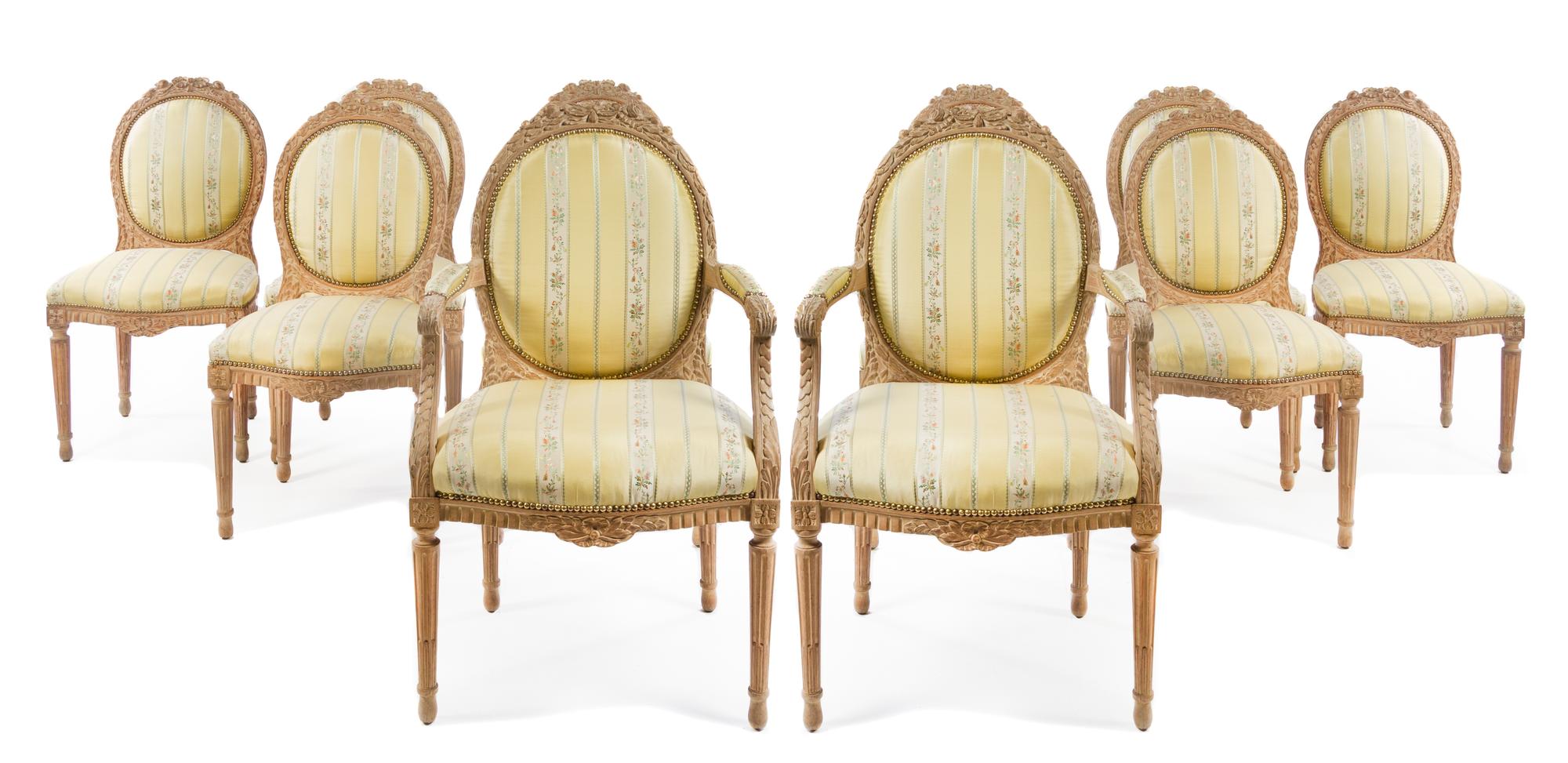 A Set of Twelve Louis XVI Style Dining Chairs Height 42 1/4 inches. — FIRST HALF 20TH CENTURY