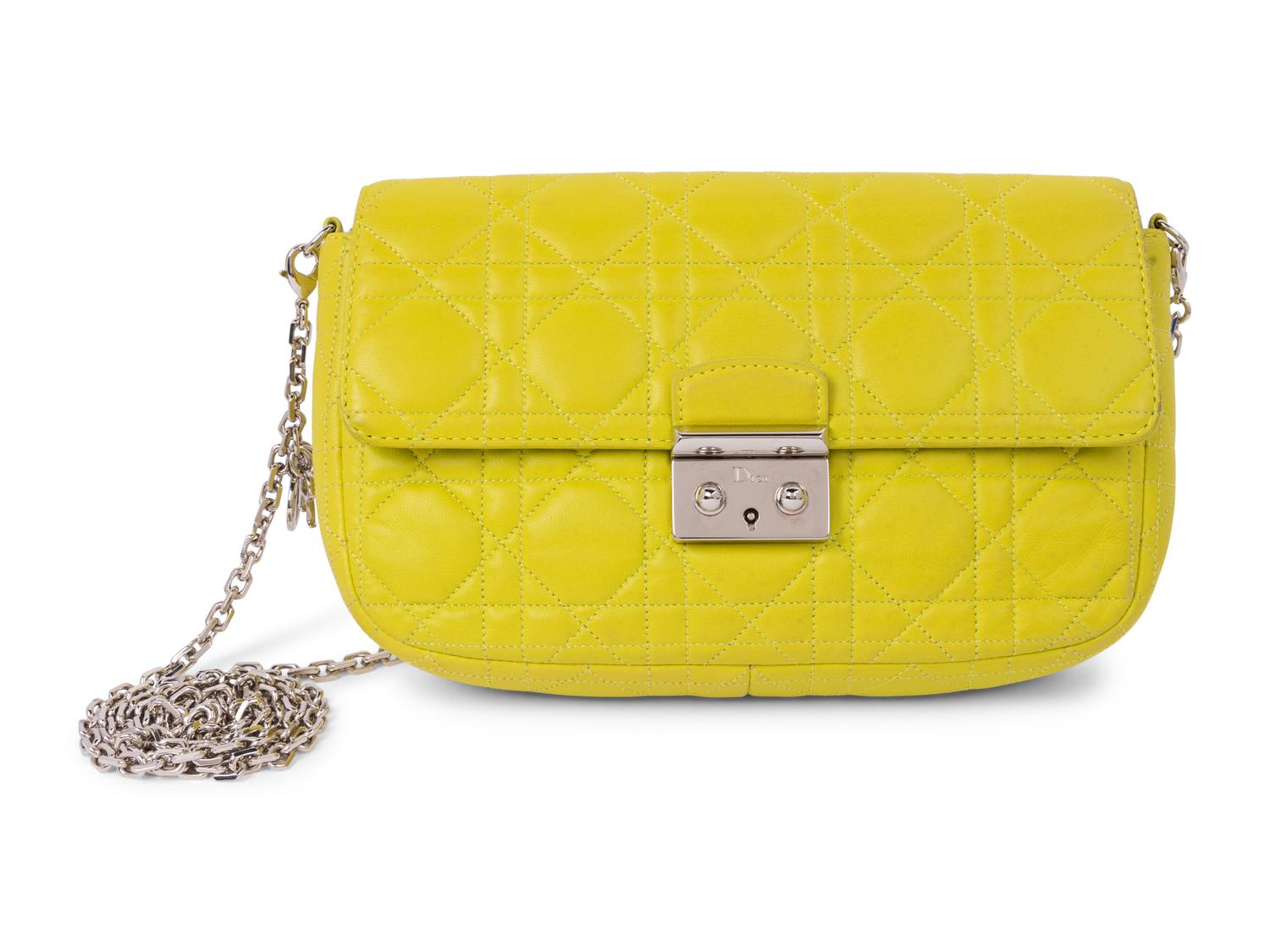 Christian Dior Yellow Cannage Clutch