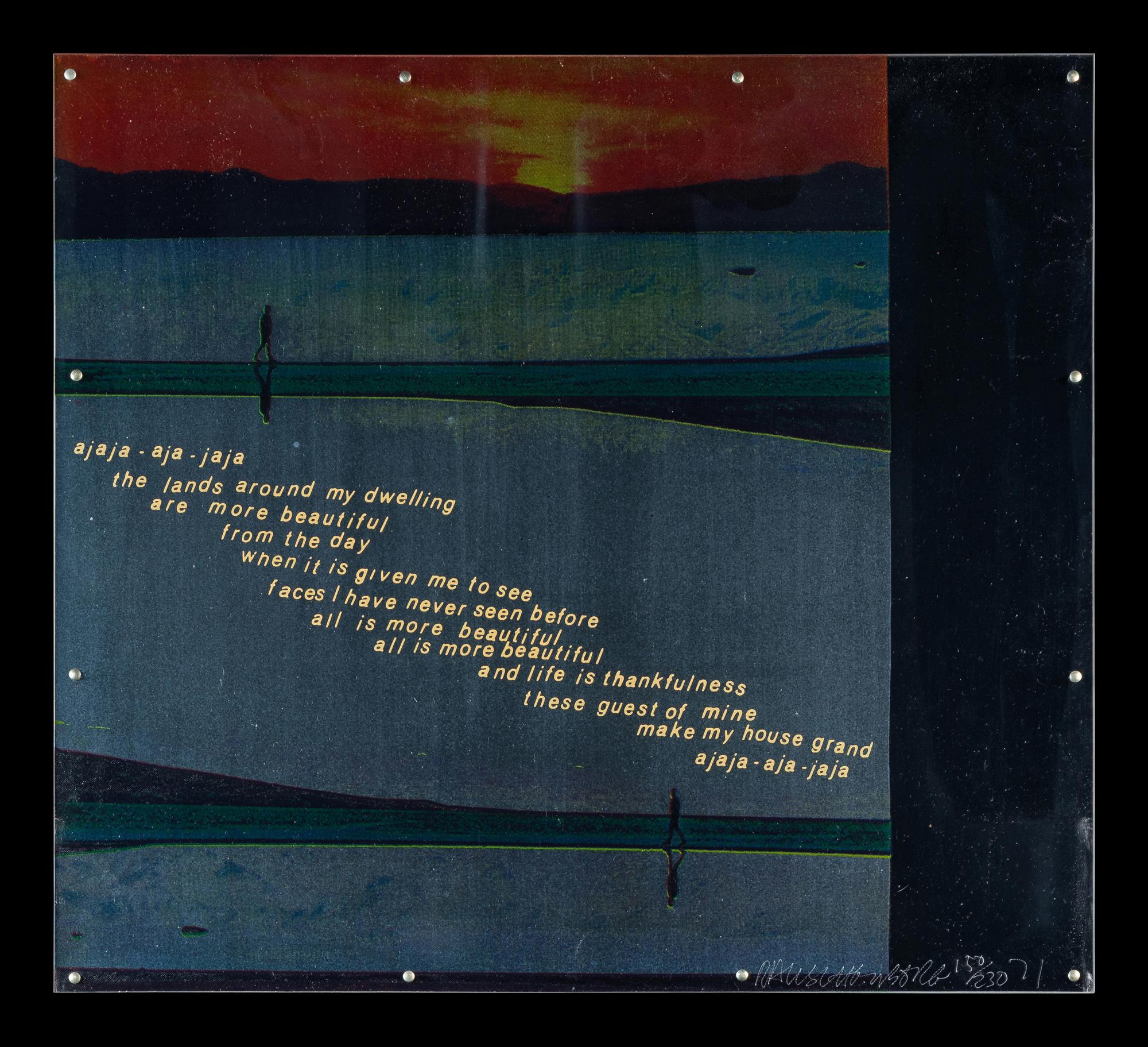 Opal Gospel (complete set of ten screenprints in colors on movable acrylic panels with the original Lucite base and screenprinted stainless steel cover), 1971