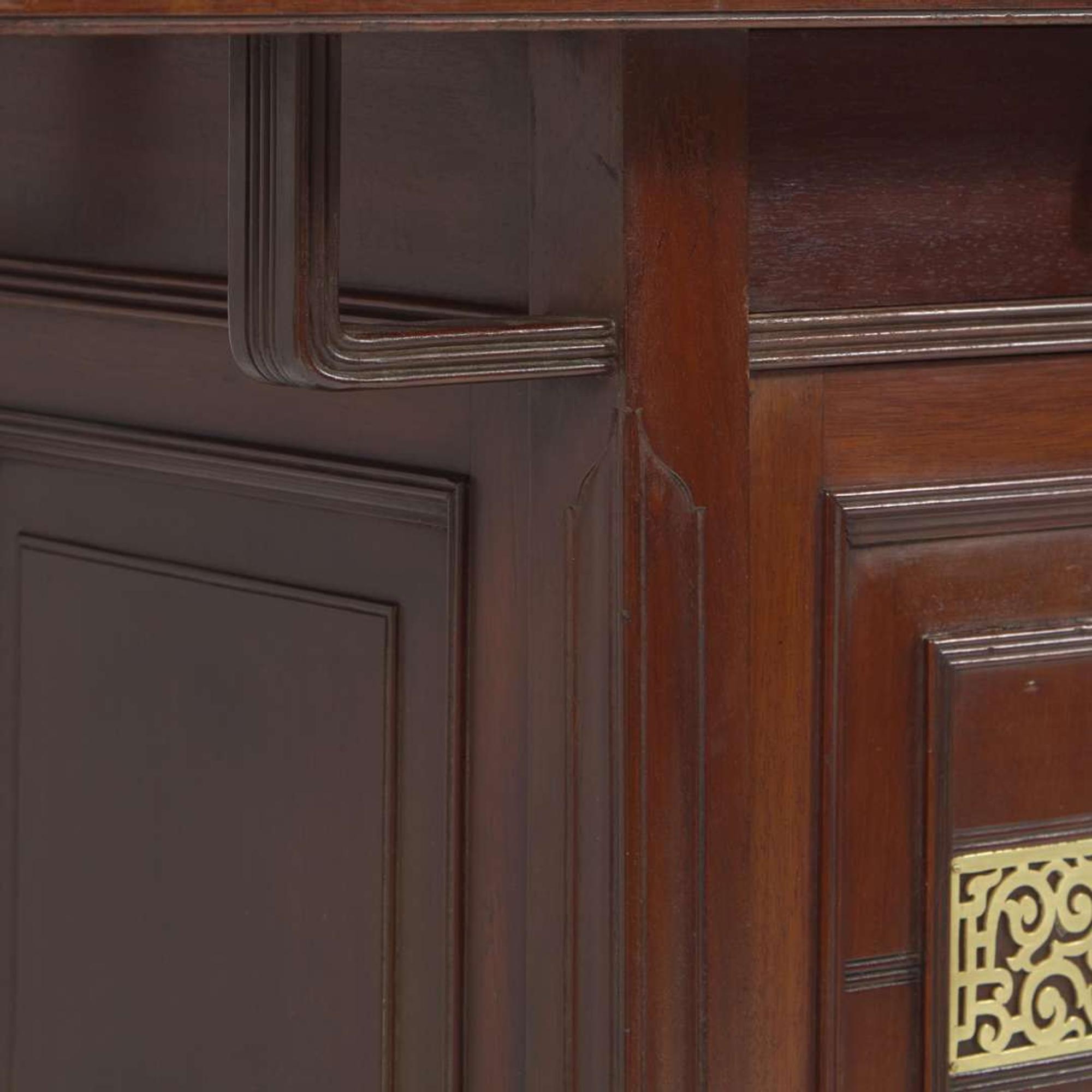 An Aesthetic mahogany "Winged Cabinet" or dressing table After E.W. Godwin (English, 1833-1886), attrib. to A.& H. Lejambre, Philadelphia, PA, circa 1880