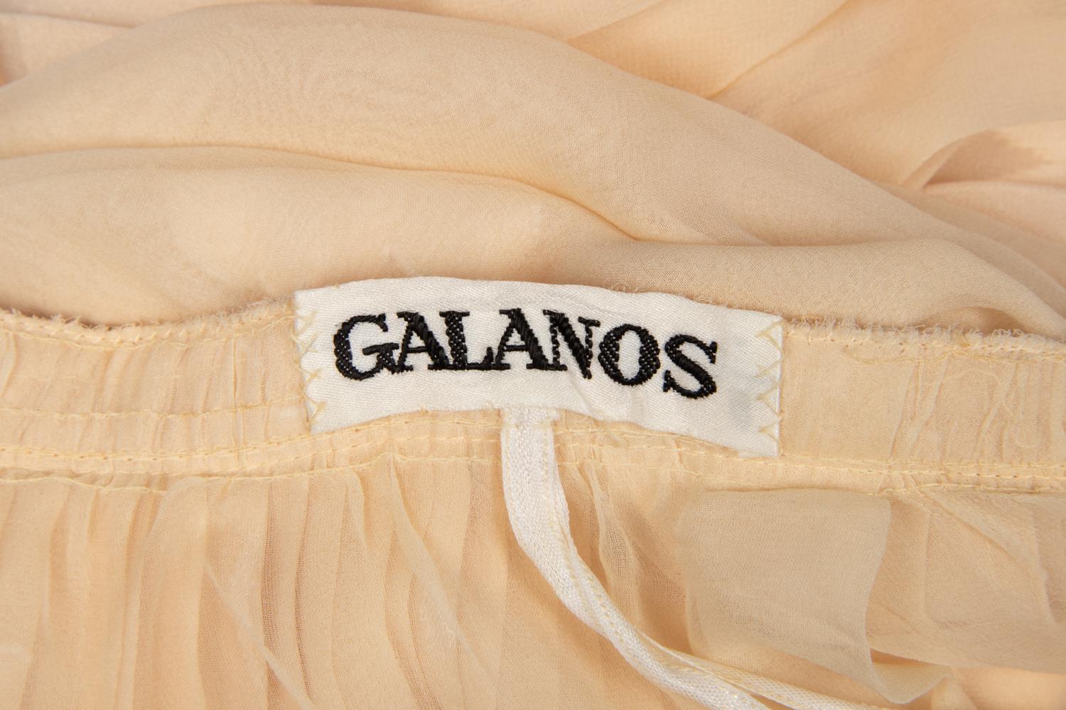 Galanos Cream Satin Halter Dress and Scarf, 1970s