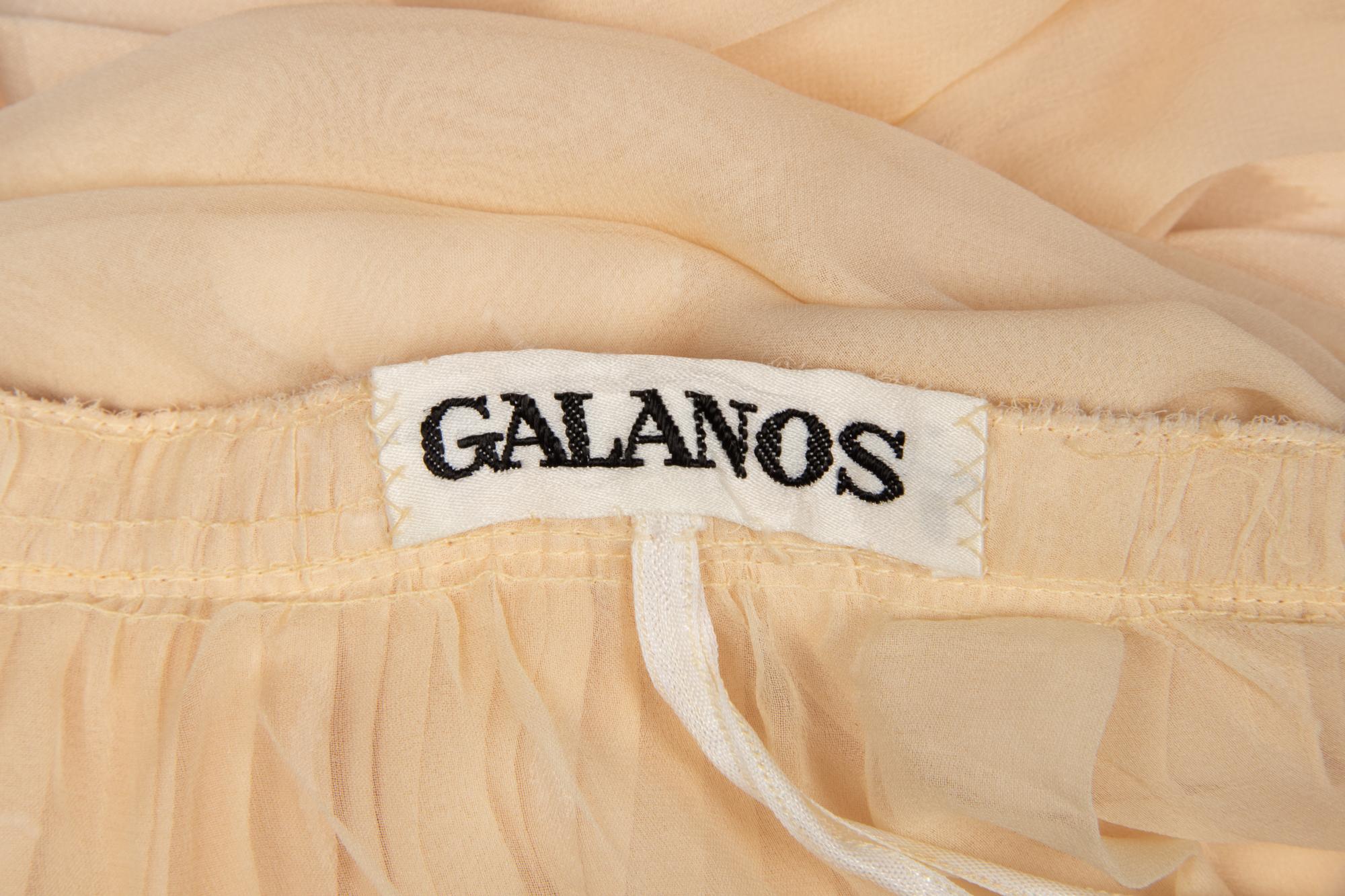 Galanos Cream Satin Halter Dress and Scarf, 1970s