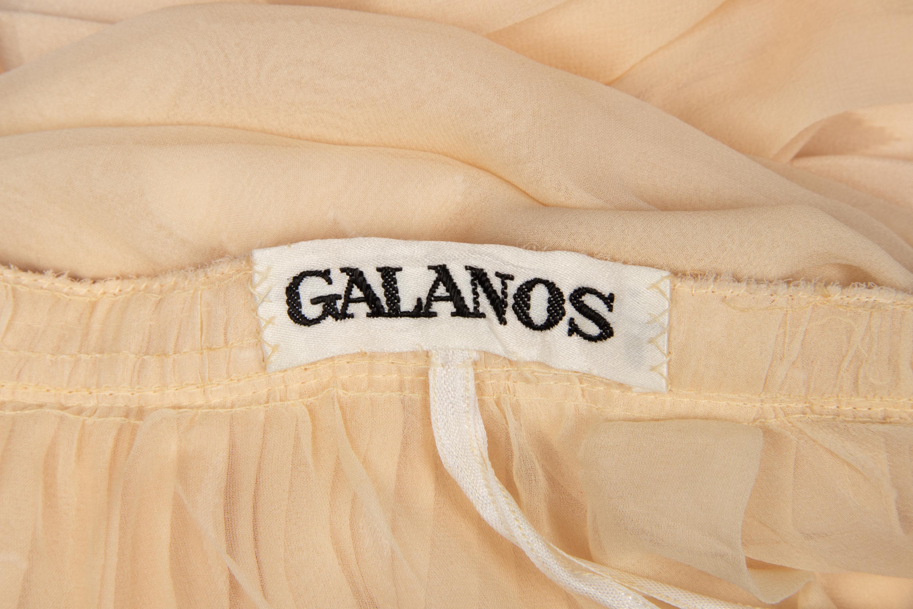 Galanos Cream Satin Halter Dress and Scarf, 1970s