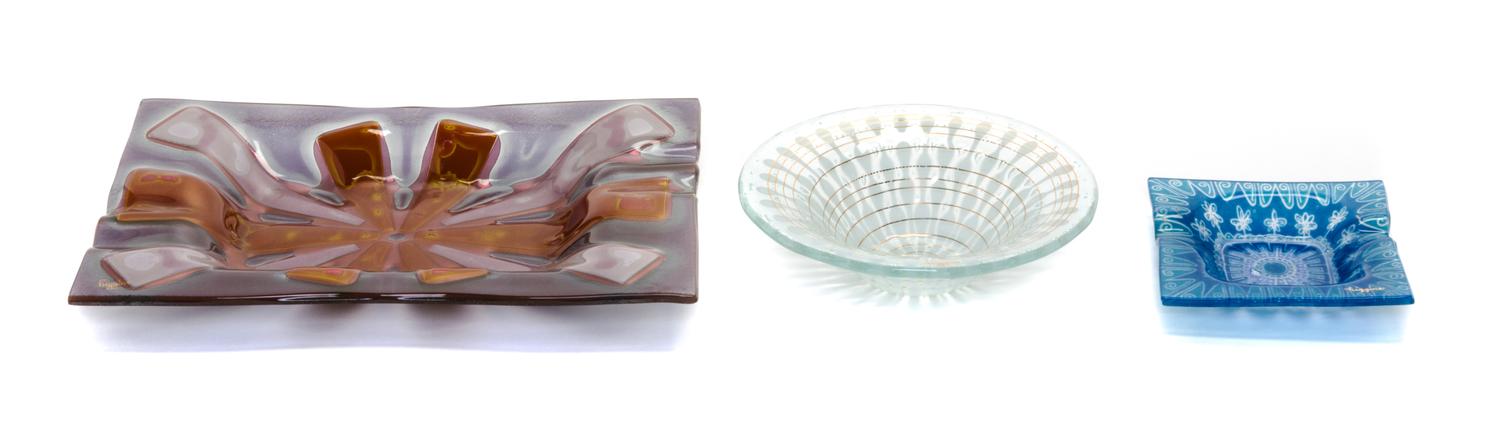 Three Higgins Glass Articles Largest 9 7/8 x 6 3/4 inches.