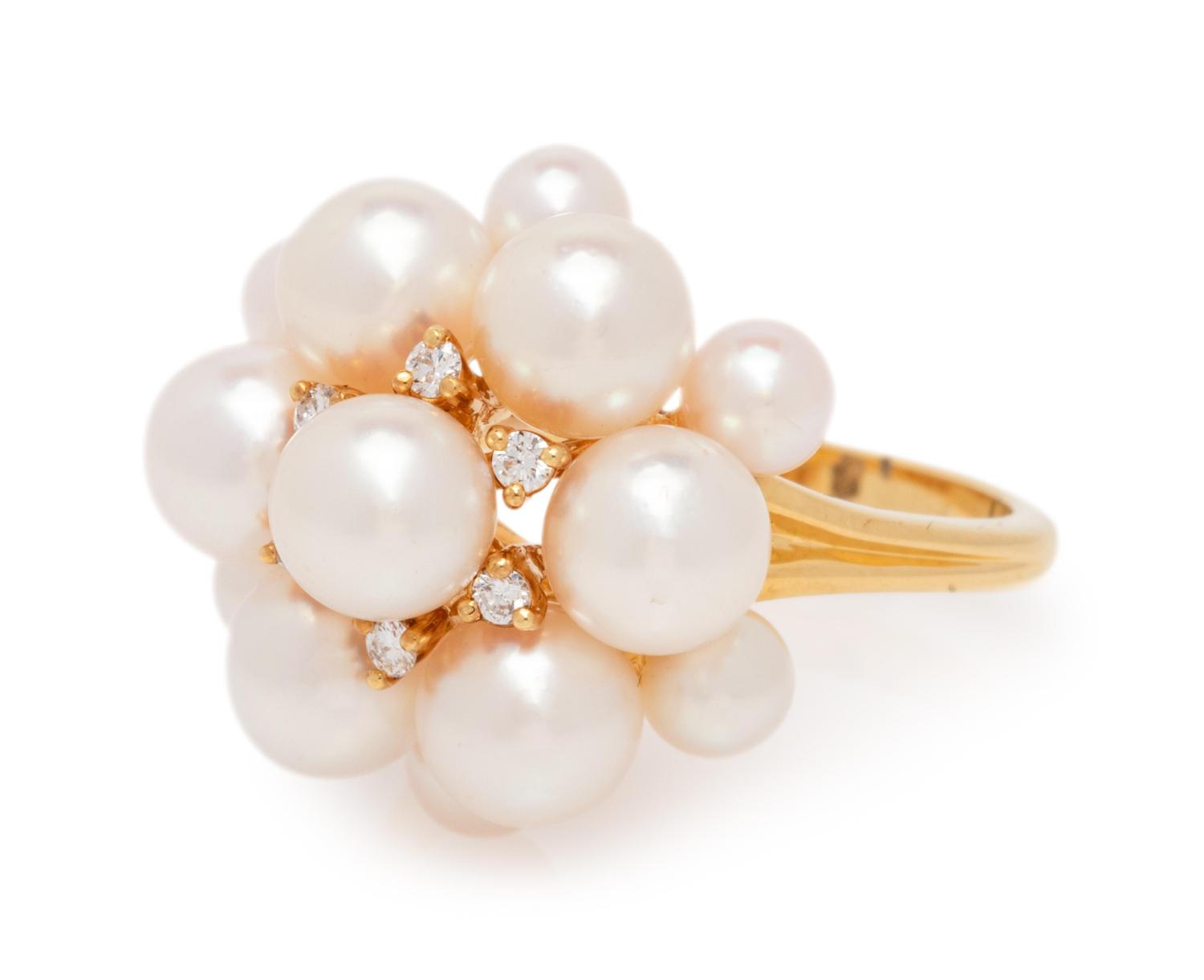 Cultured Pearl and Diamond Ring