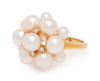 Cultured Pearl and Diamond Ring