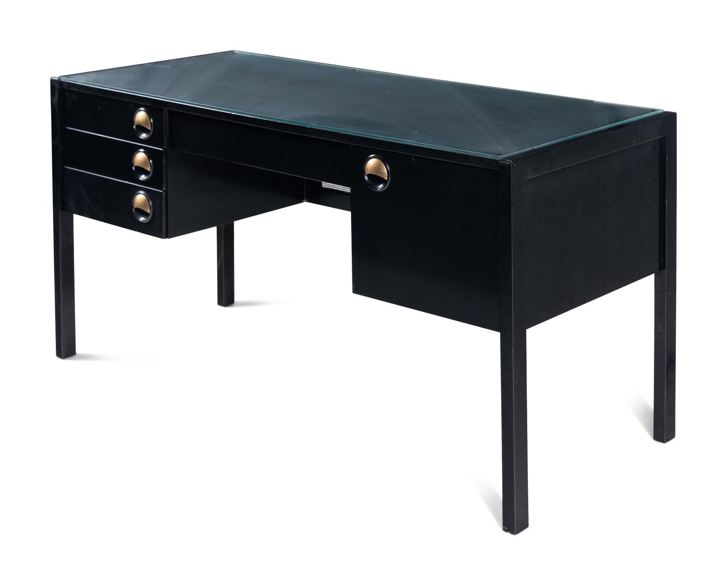 A Contemporary Black Lacquer Finish Desk