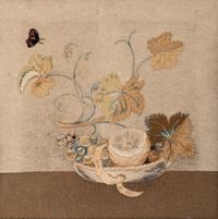 Two Embroidered Feltwork Pictures of Fruit