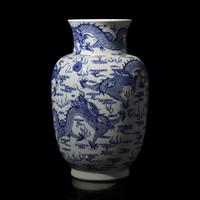 A Chinese Blue and White "Five Dragons" Vase — 青花龍紋瓶