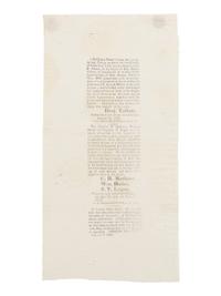 LINCOLN, Abraham (1809-1865). To the Public ... [The Adams Handbill] . Springfield, Illinois, 5 August 1837.