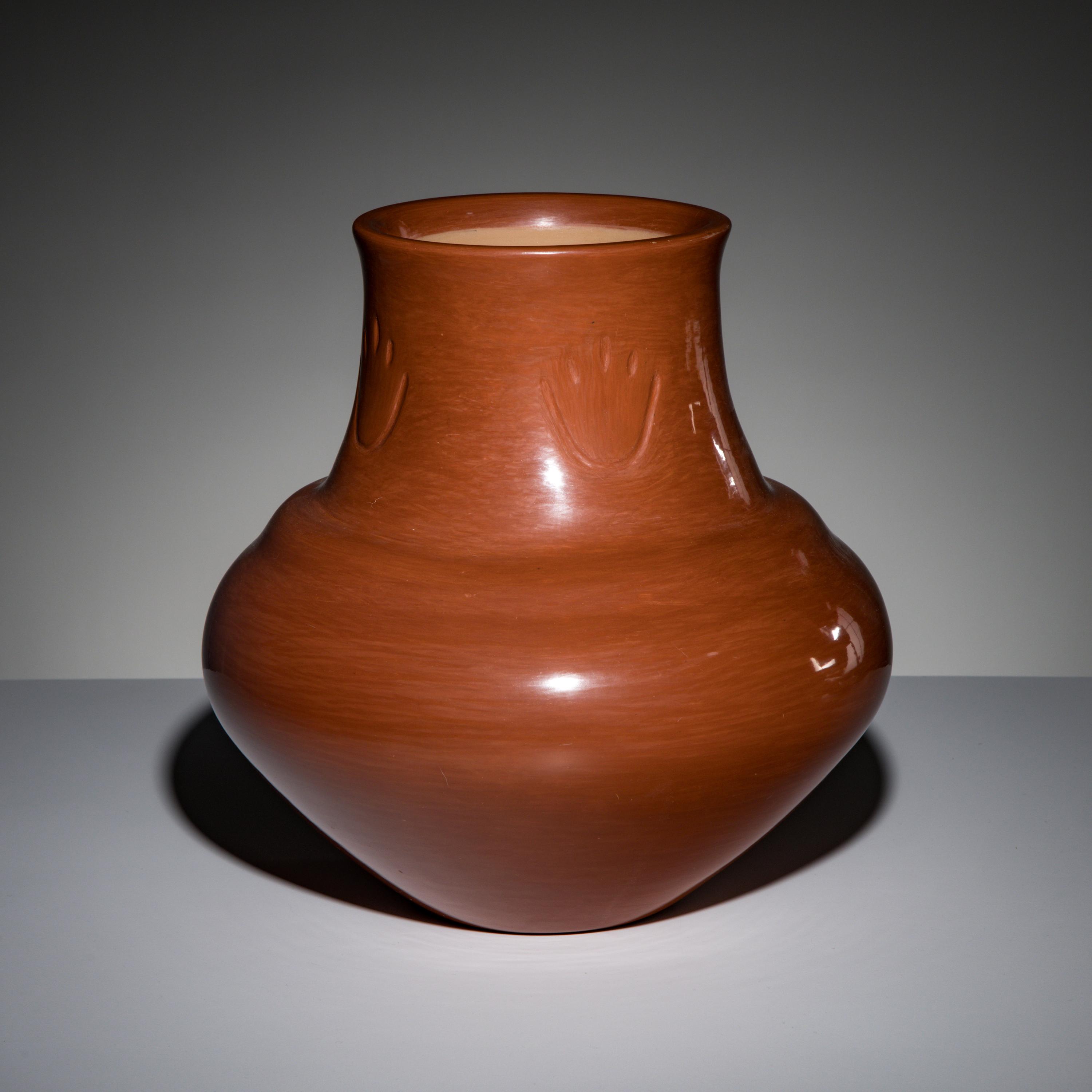 Richard Ebelacker (Santa Clara, 1946-2010) — Redware Pottery Jar, with Bear Paws
