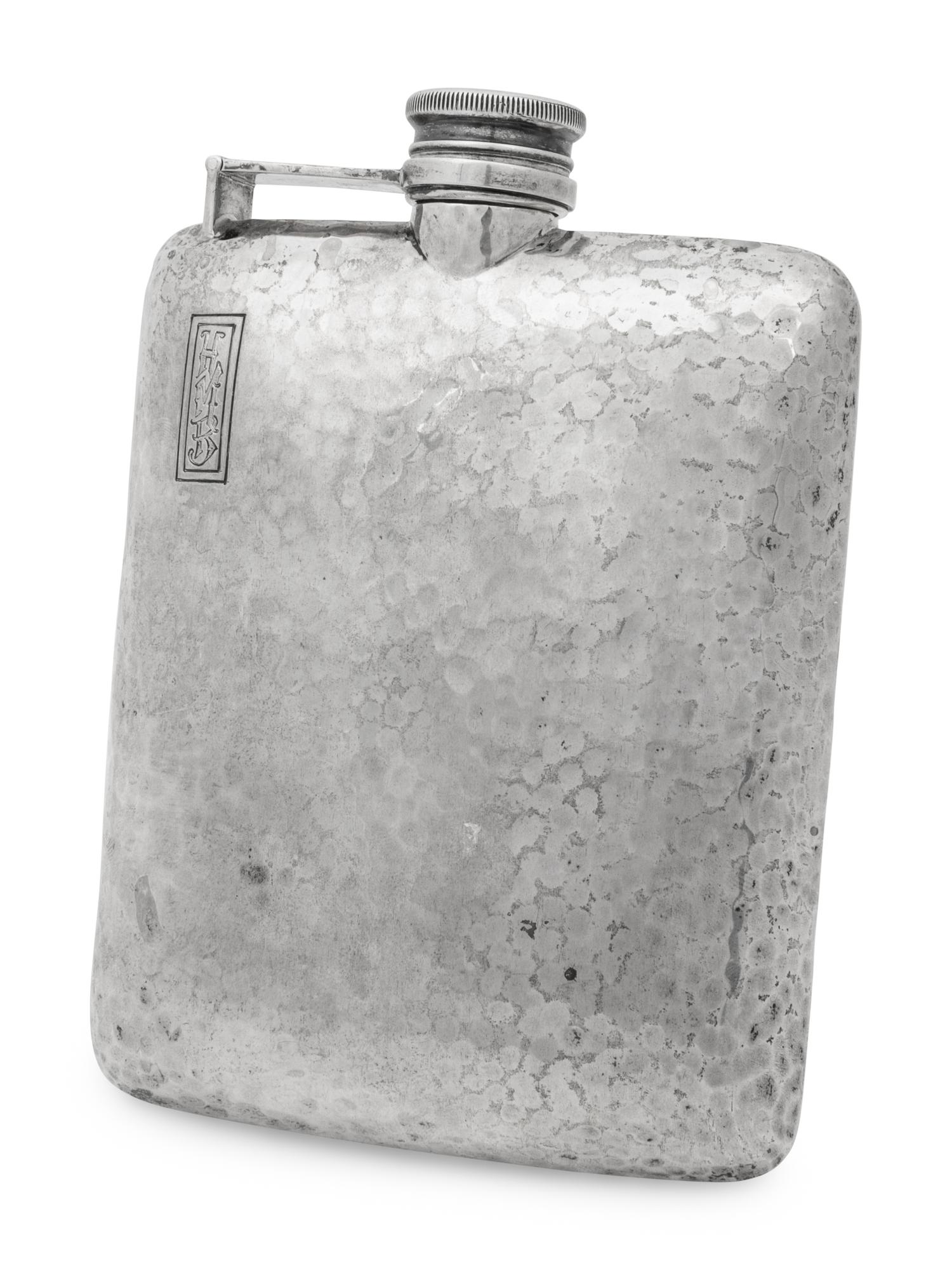 An International Hammered Silver Flask