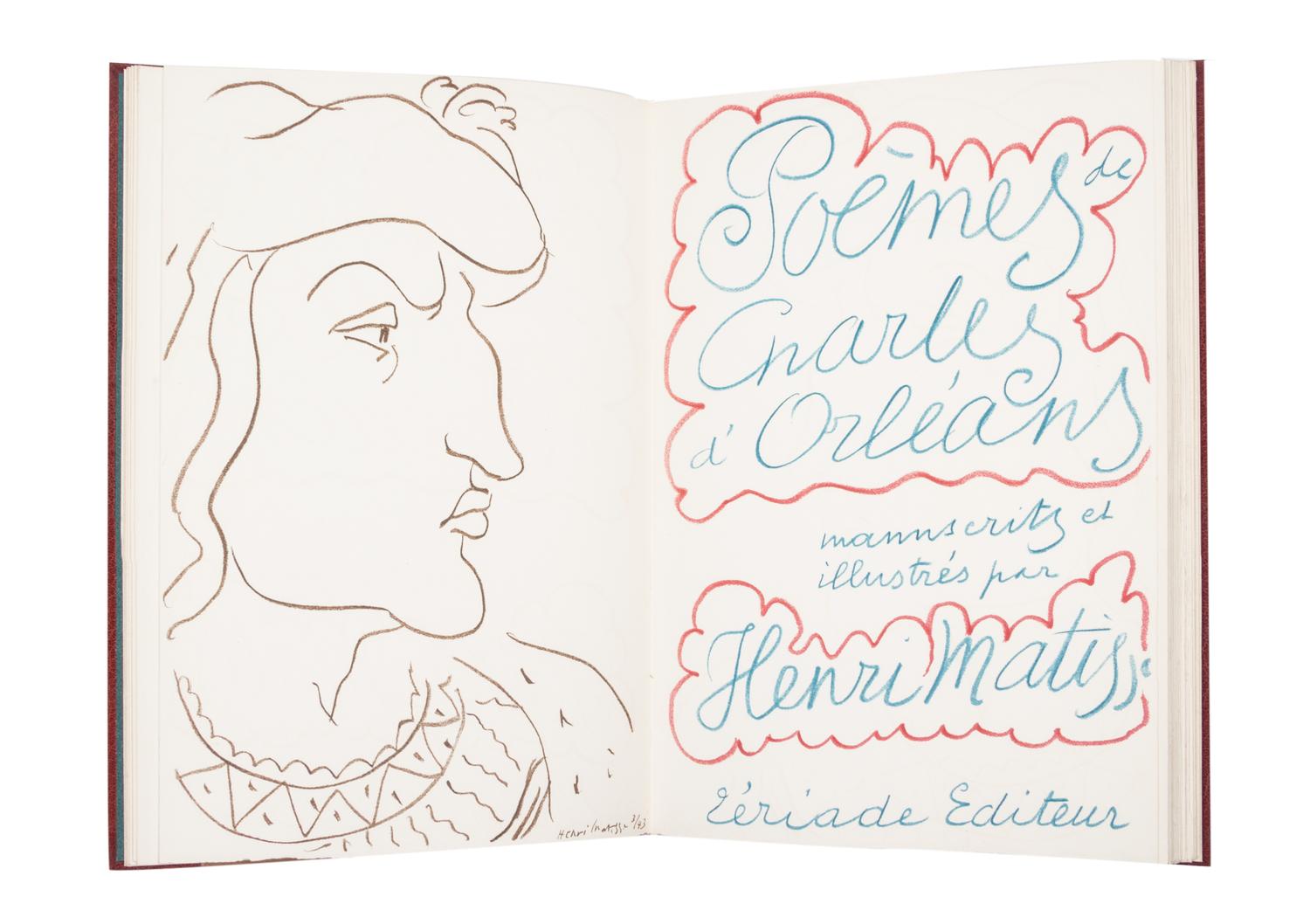 (MATISSE, HENRI) ORLEANS, CHARLES, DUC D'. Poemes. Paris, 1950. Bound by Gras. Limited, signed.