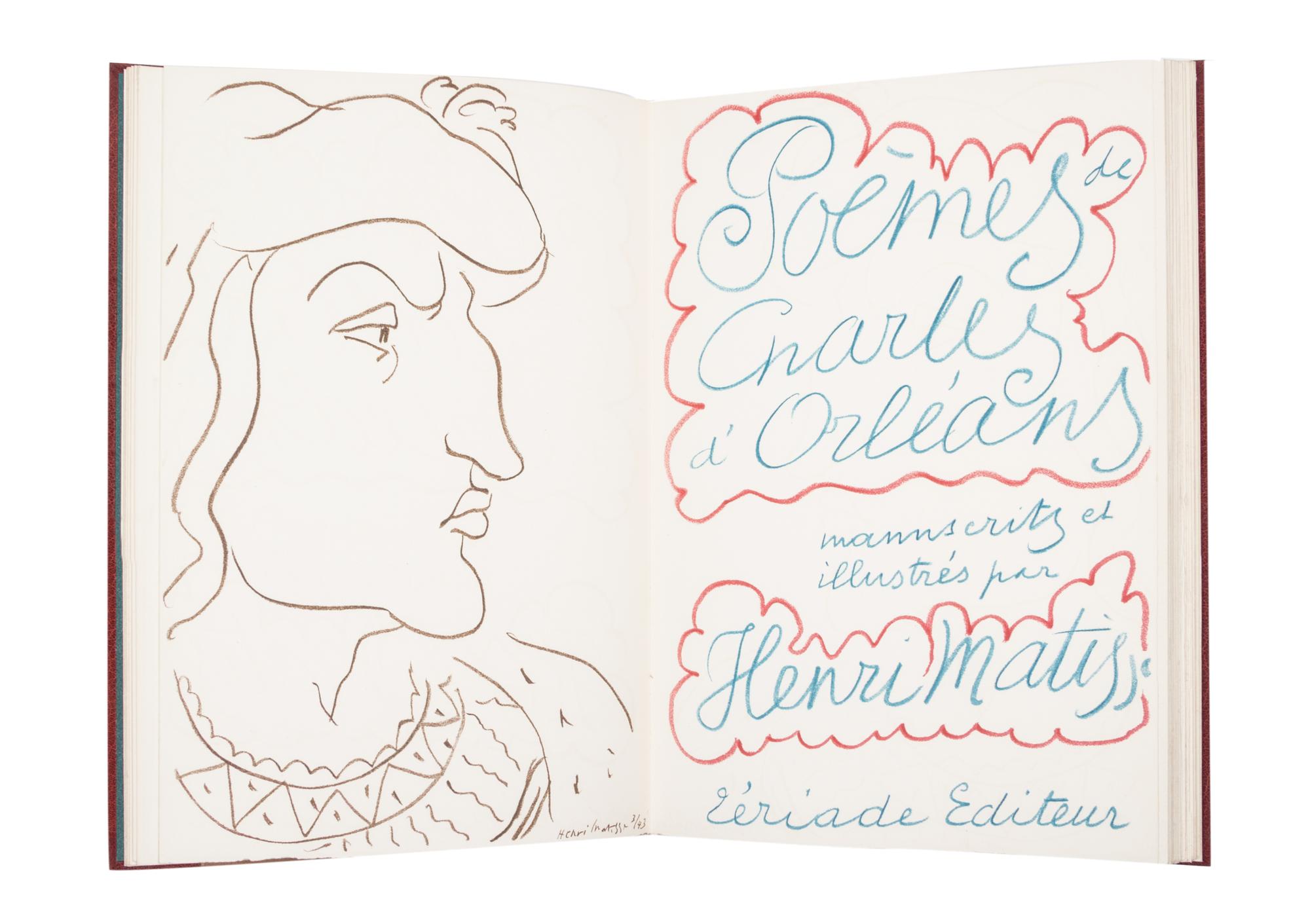(MATISSE, HENRI) ORLEANS, CHARLES, DUC D'. Poemes. Paris, 1950. Bound by Gras. Limited, signed.