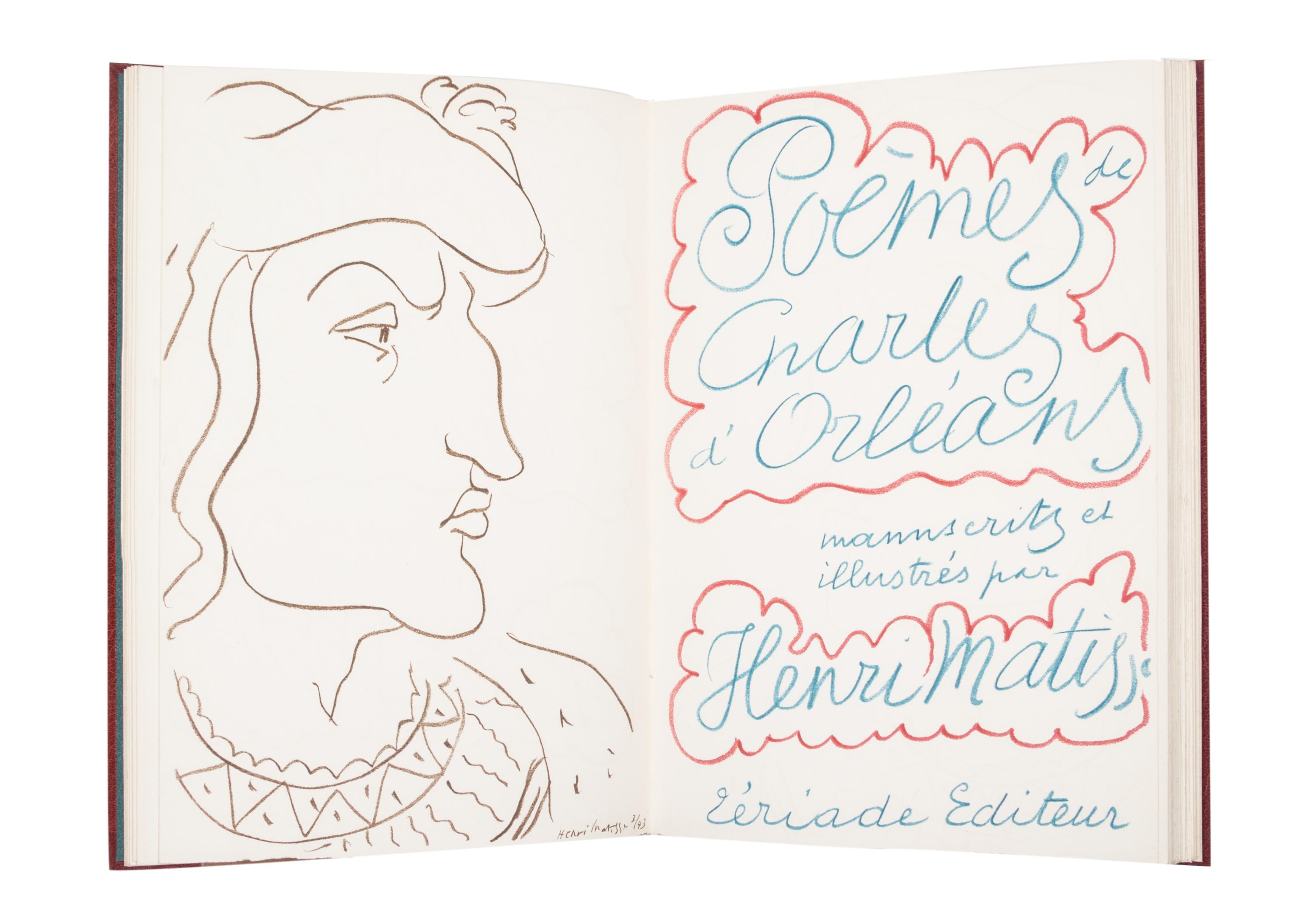 (MATISSE, HENRI) ORLEANS, CHARLES, DUC D'. Poemes. Paris, 1950. Bound by Gras. Limited, signed.