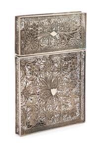 A Silver Filigree Card Case, Height 4 3/4 inches.