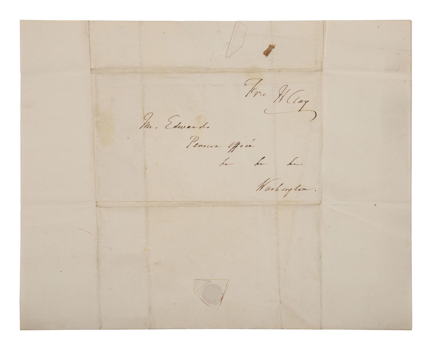 [POLITICS]. 3 letters signed by R.B. TANEY, Henry CLAY, and Daniel WEBSTER.