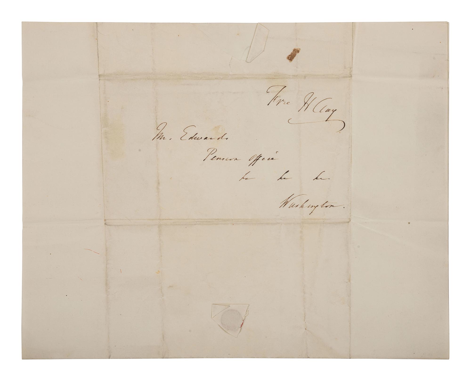 [POLITICS]. 3 letters signed by R.B. TANEY, Henry CLAY, and Daniel WEBSTER.