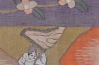 Four Cream Ground Kesi Woven and Painted Silk Panels