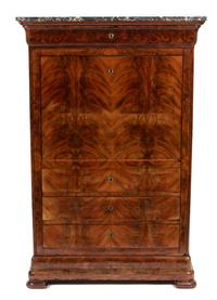 A German Biedermeier Style Walnut Secretaire a Abattant Height 57 1/4 x width 37 x depth 17 inches. — 19TH CENTURY